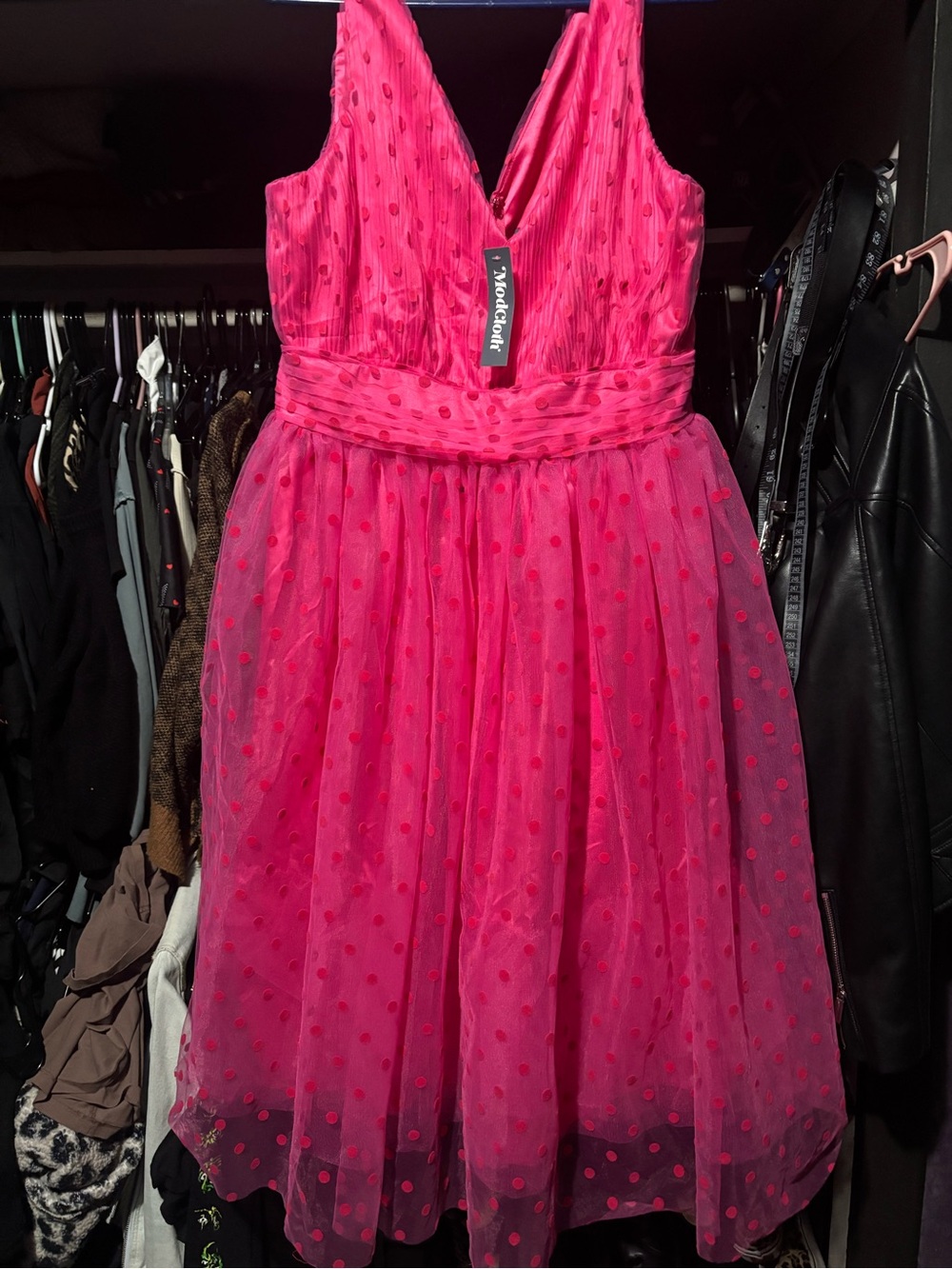 Modcloth Pink Polka Dot Tulle' Dress